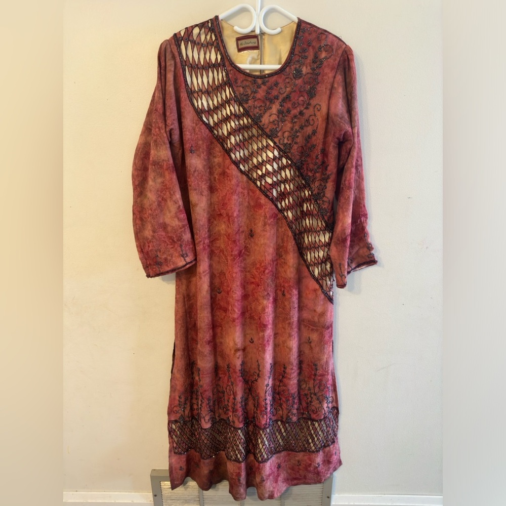 Tie Dye Beaded Jalabiya/ Kaftan Dress